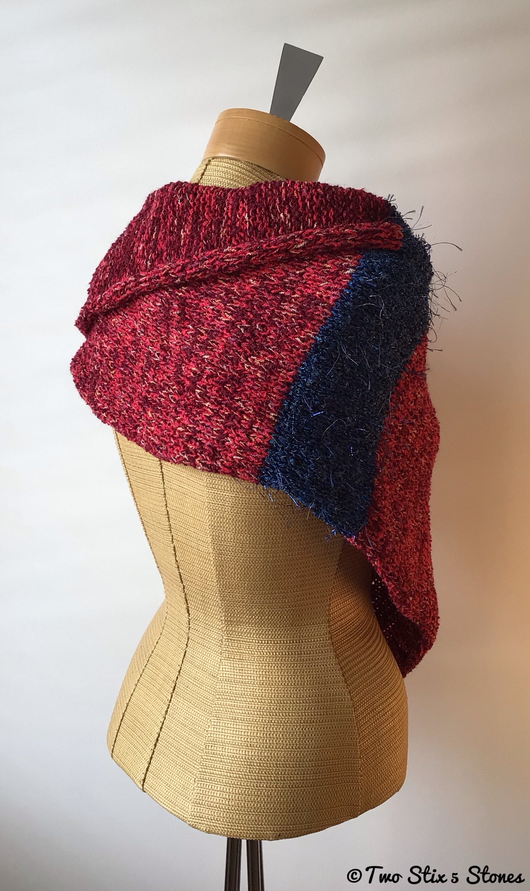 Luxe Red Tweed Knit Shawl