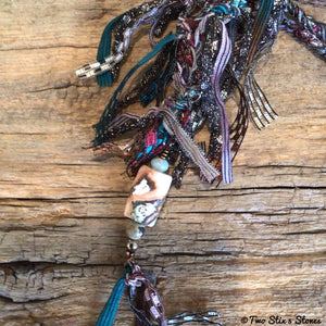 Fiber Necklace w/Semi-Precious Stones