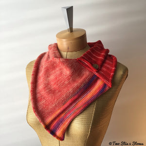 Fire Red Tweed Shawlette w/Button