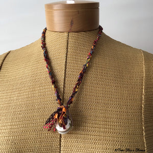 Orange Toned Fiber Necklace