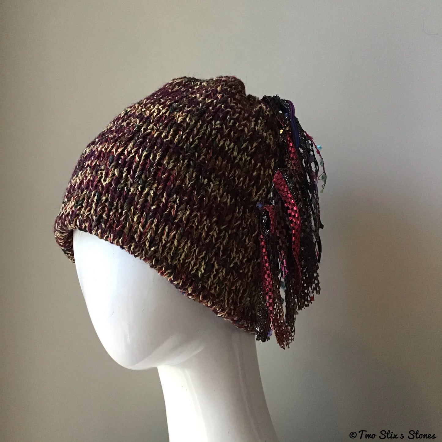 Wine & Camel Tweed *Funky Chic* Hat