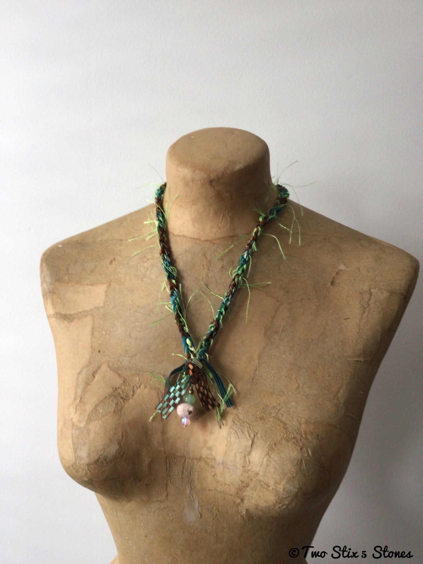 Fiber Necklace w/Semi-Precious Stones