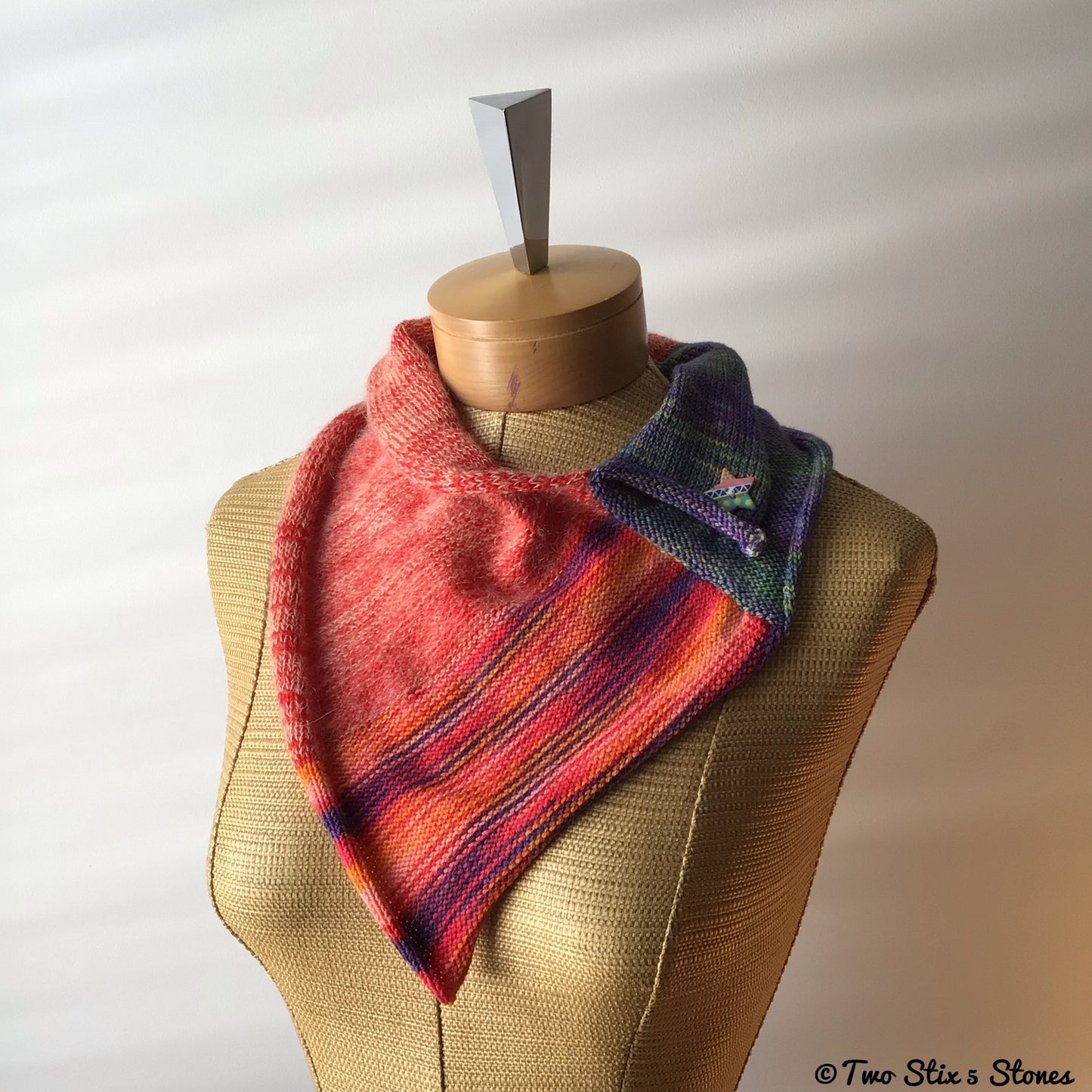 Colorful Shawlette w/Button