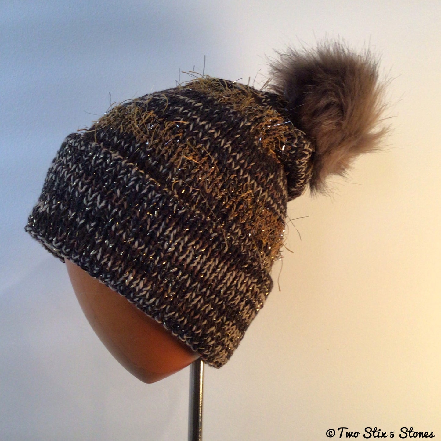 Luxe Brown *Funky Tweeds* Pom Pom Hat