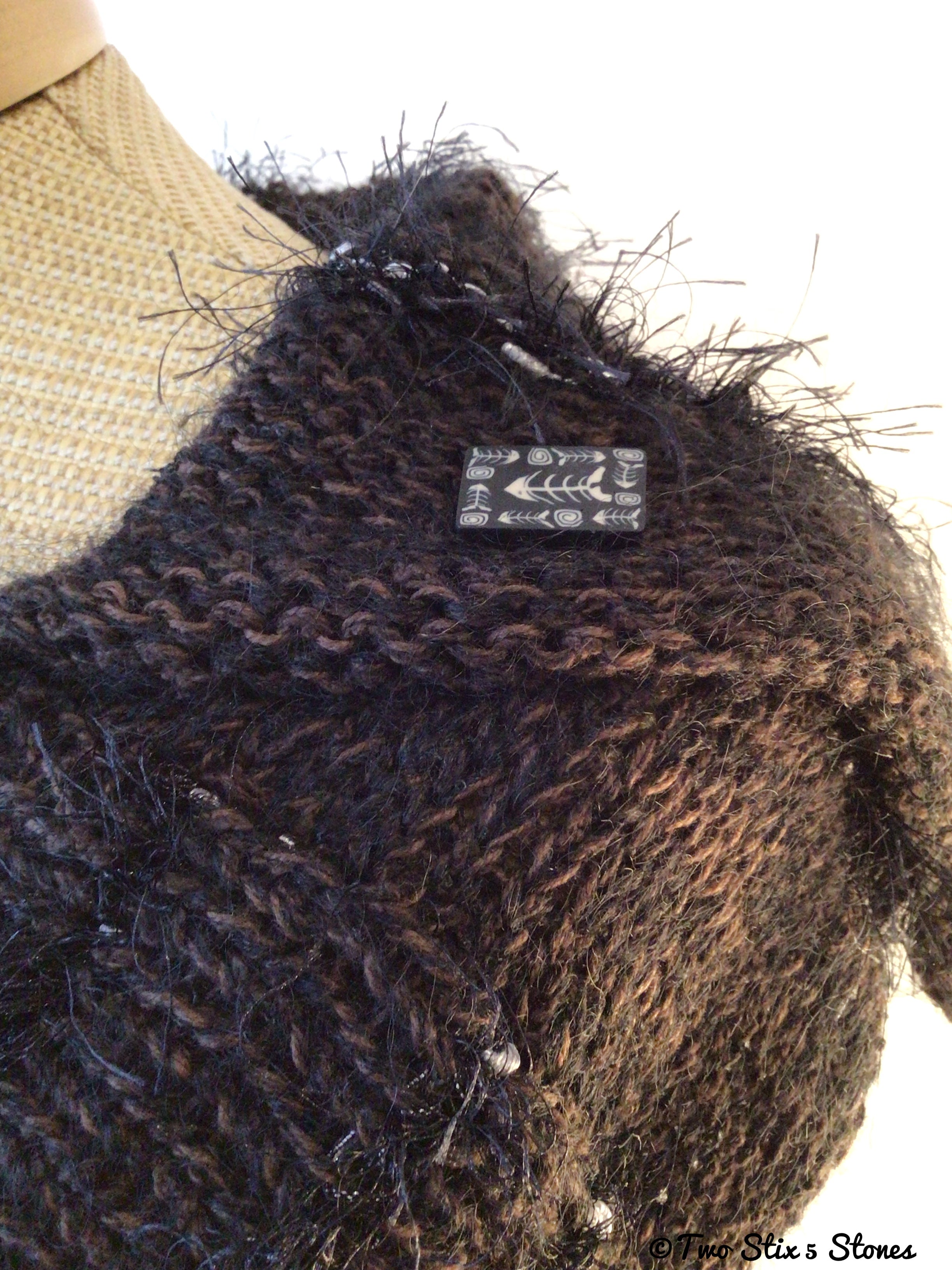 Luxe Chocolate & Black Tweed Knit Shawl