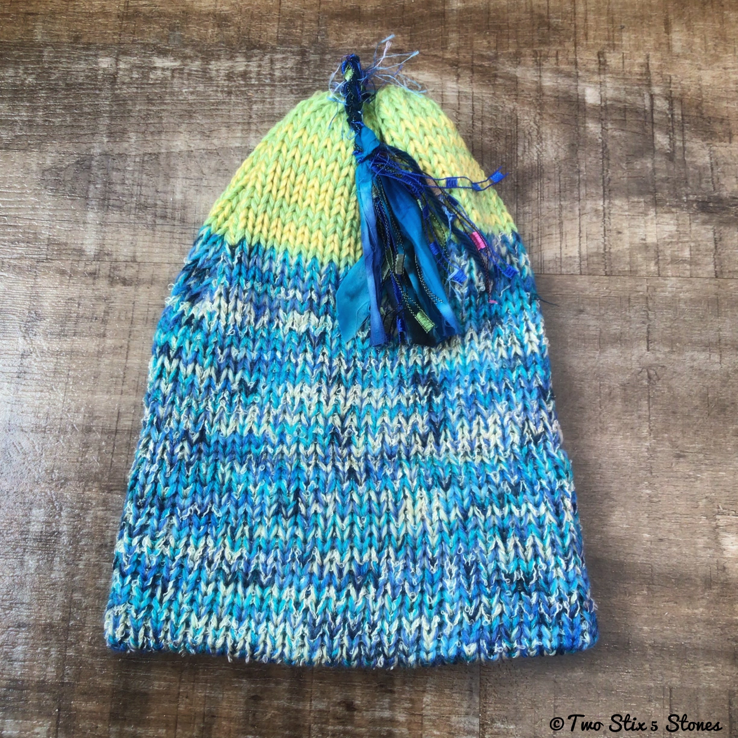 Grow With Me - Yellow & Turquoise Tweed Funky Tassel Hat