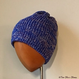 Unisex Blue Tweed Knit Beanie
