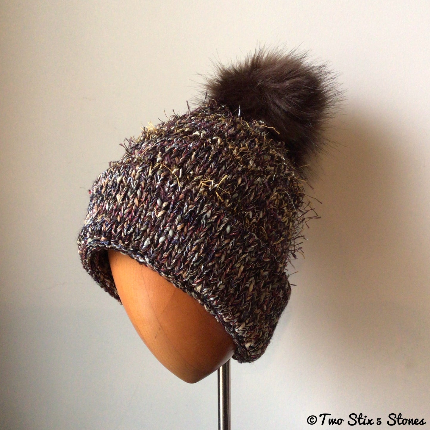 Luxe Mocha Tweed Knit Bean Beanie/Slouchy Beanie