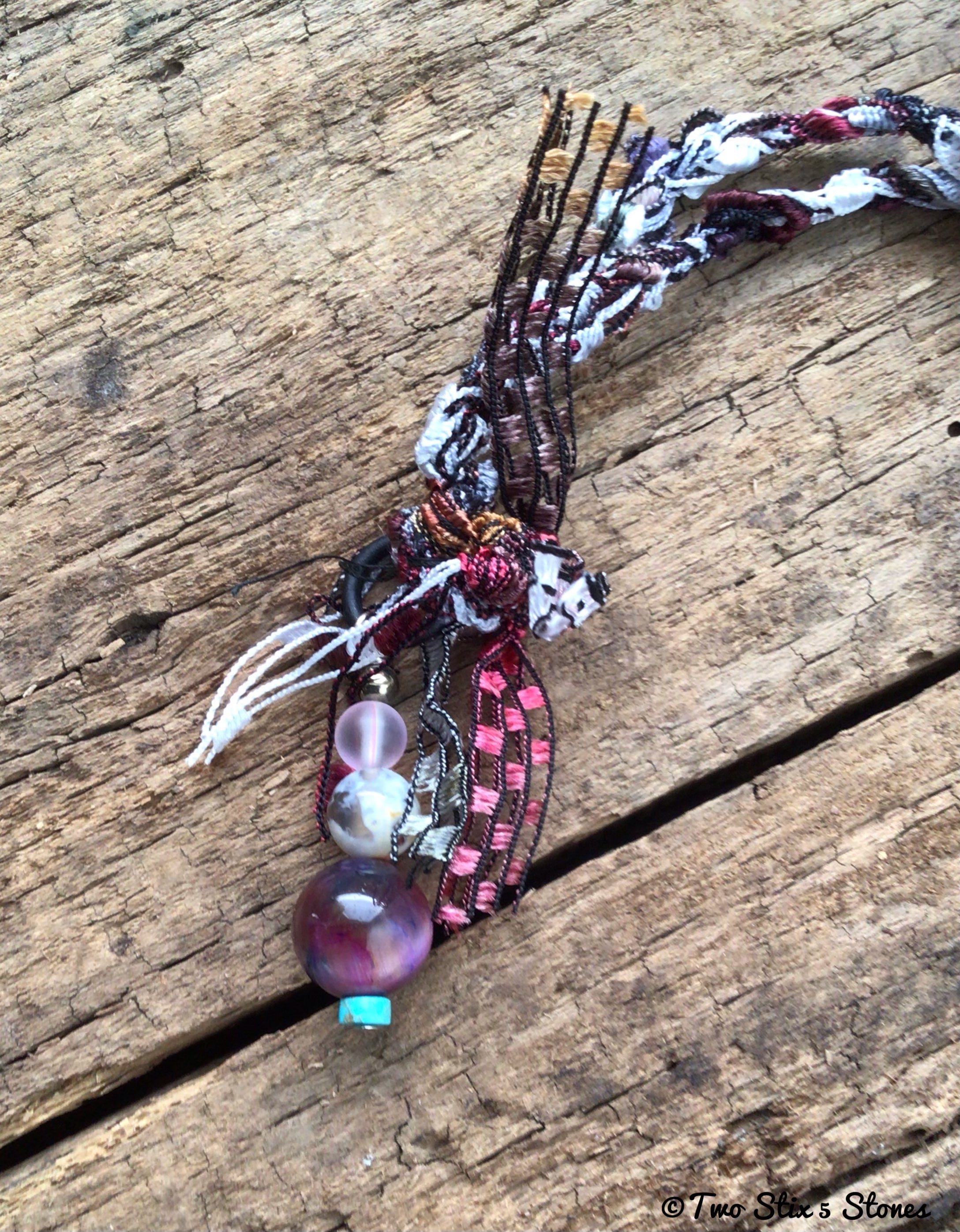 Fiber Necklace w/Semi-Precious Stones