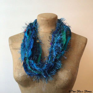 Turquoise Blue Fiber Necklace