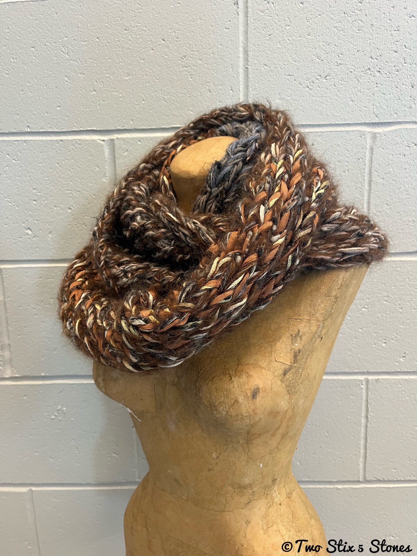 Luxe Brown Tweed Infinity Scarf