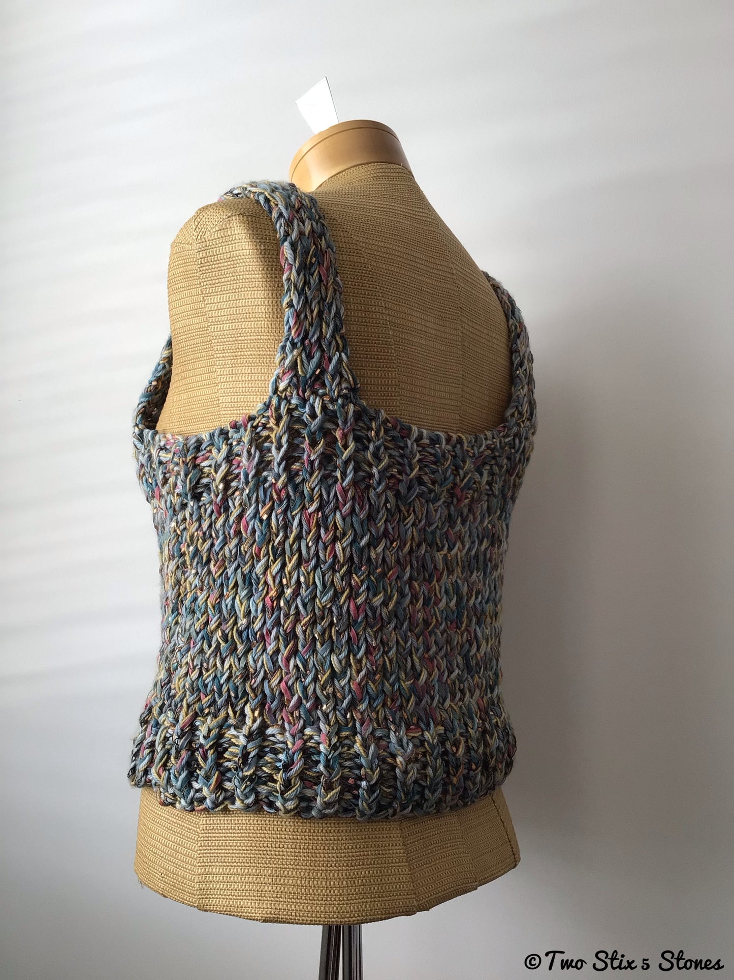 Green & Blue Tweed Knit Slipover