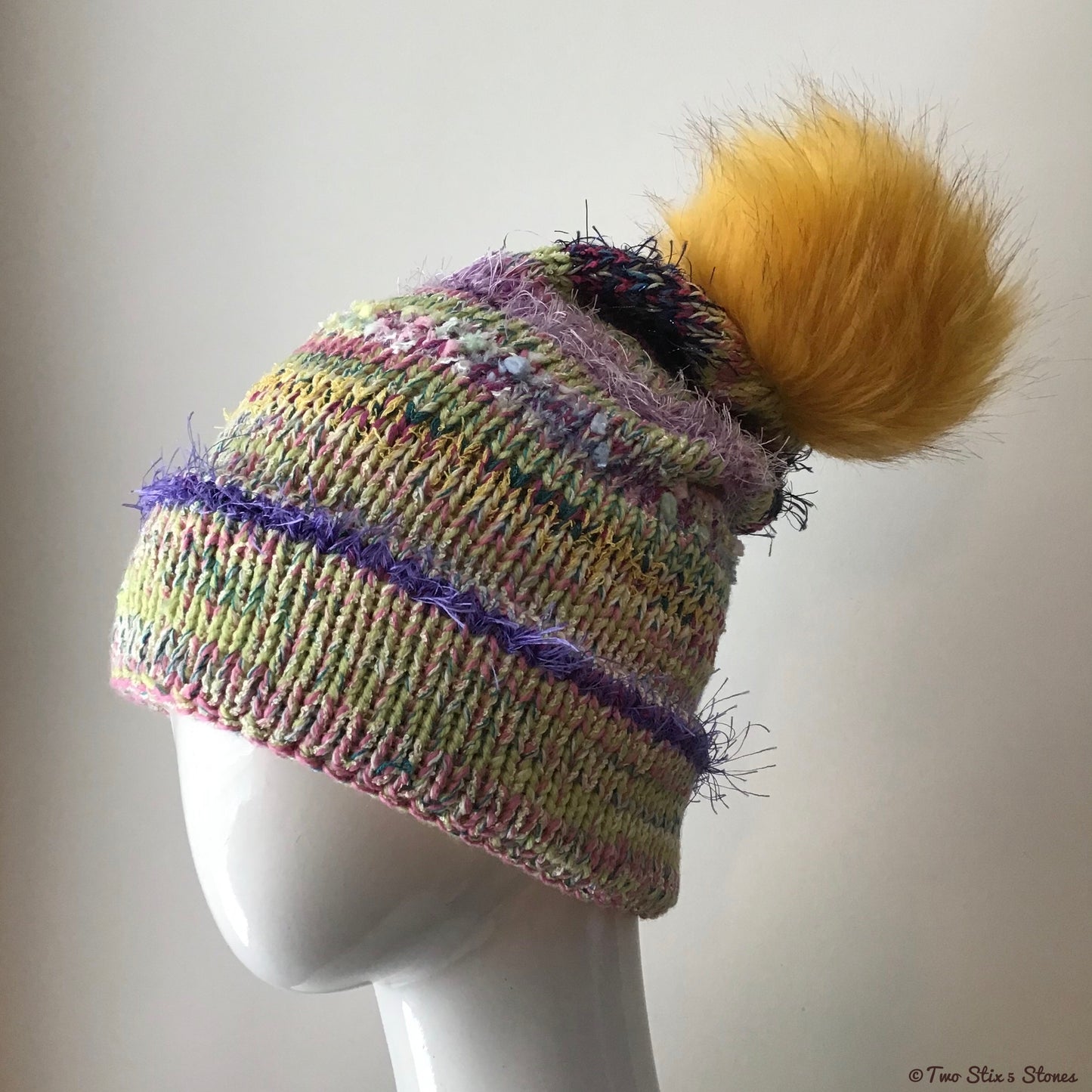 Yellow *Funky Tweeds* Knit Beanie/Slouchy Beanie