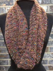 Brown Tweed Mosaic Fiber Art Scarf