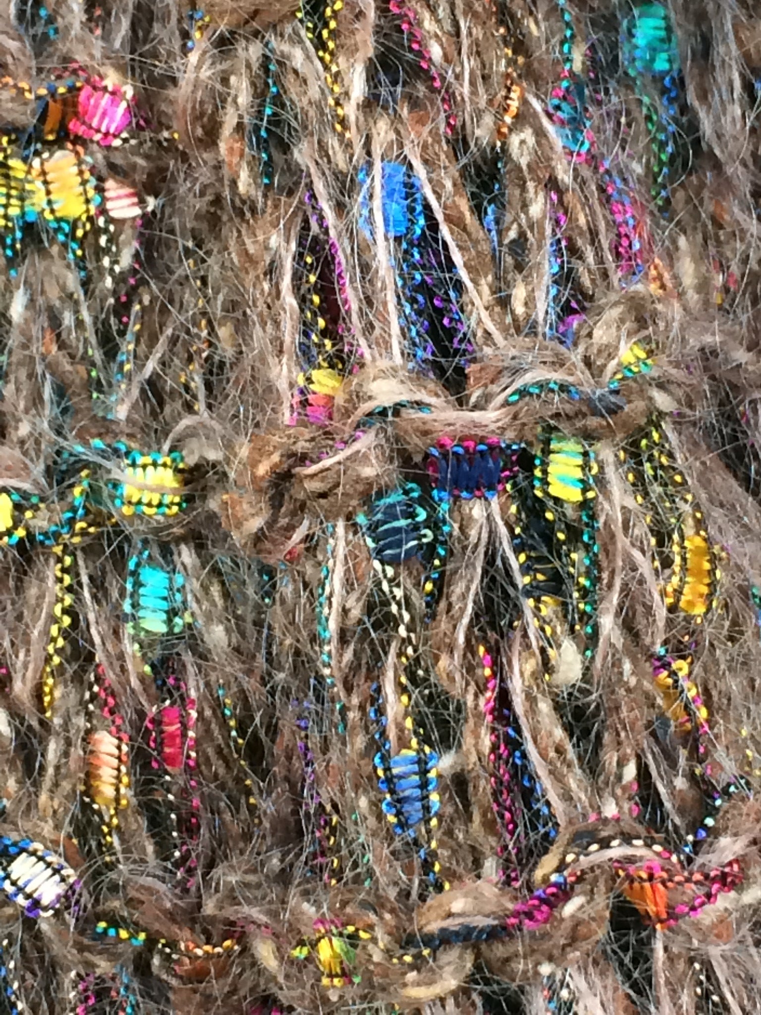 Brown Tweed Mosaic Fiber Art Scarf