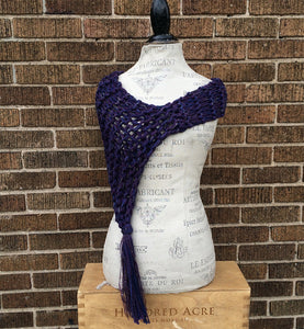 Purple Tweed Shawl w/Tassel