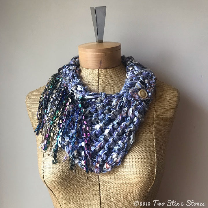 Lavender Tweed Shawlette w/Fringe